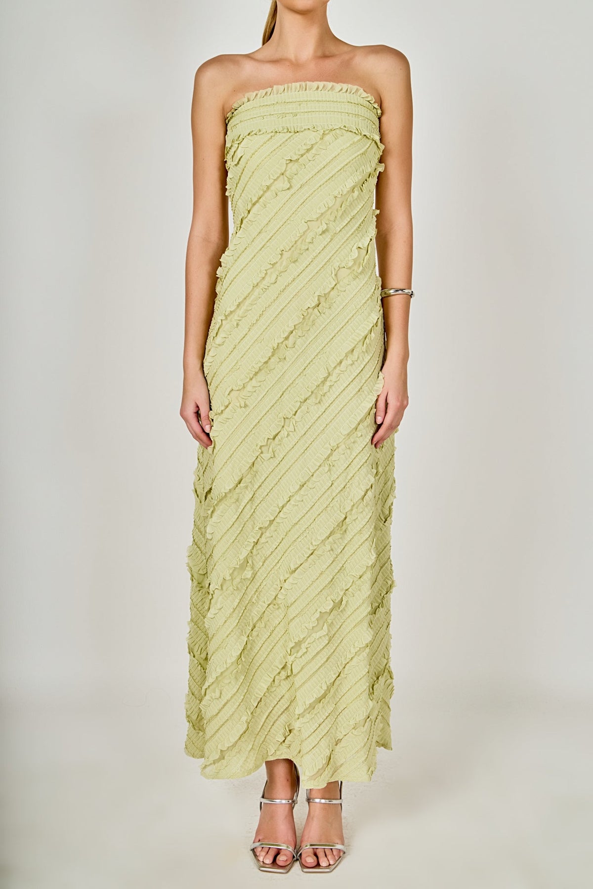 Endless Rose Featured | Strapless Ruffled Maxi Dress
