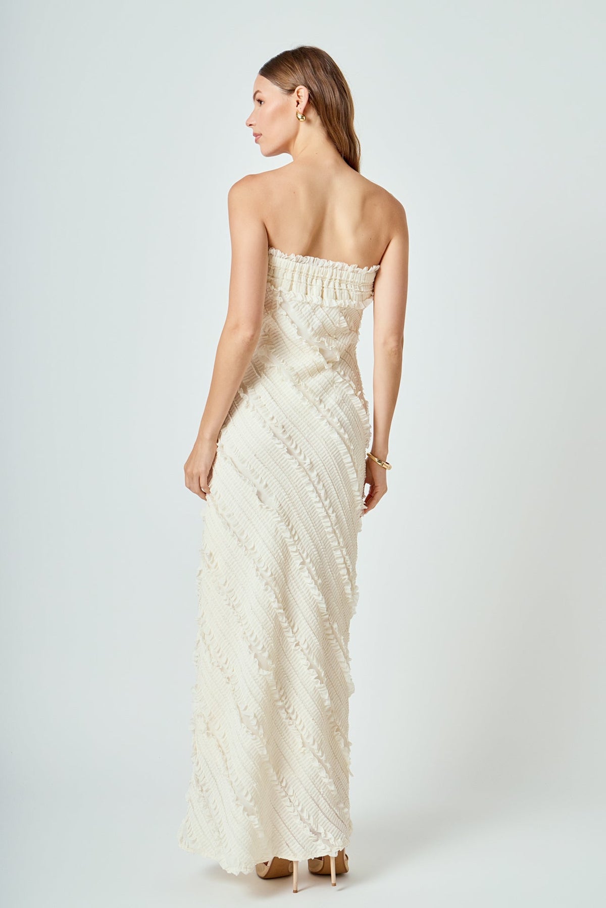 Endless Rose Featured | Strapless Ruffled Maxi Dress