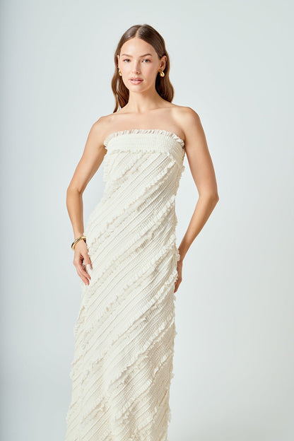 Endless Rose Featured | Strapless Ruffled Maxi Dress