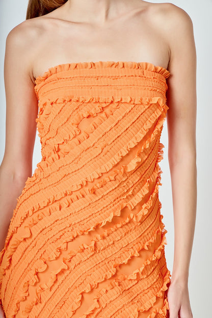 Endless Rose Featured | Strapless Ruffled Maxi Dress