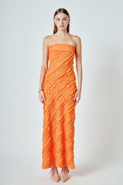 Endless Rose Featured | Strapless Ruffled Maxi Dress