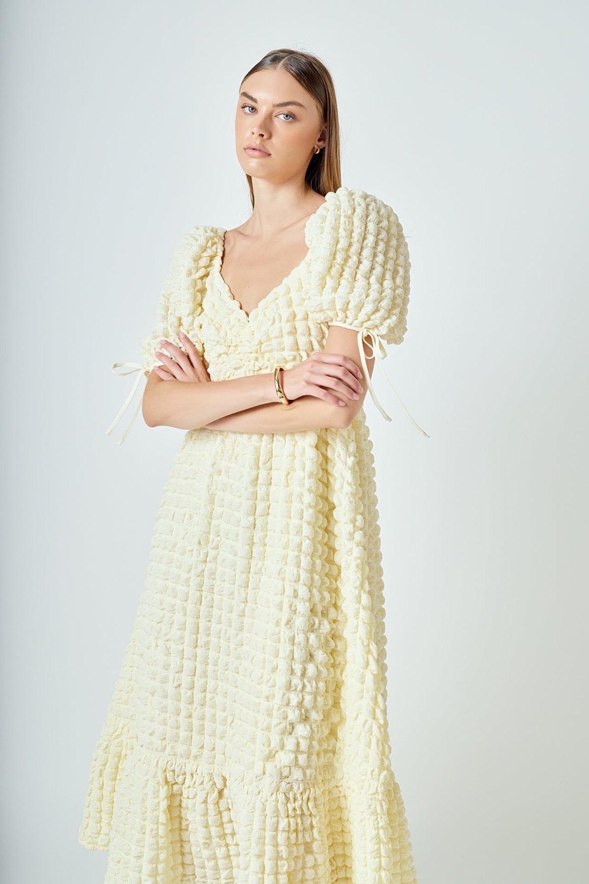 Endless Rose Hot Sale | Bubble Puff Sleeve Maxi Dress