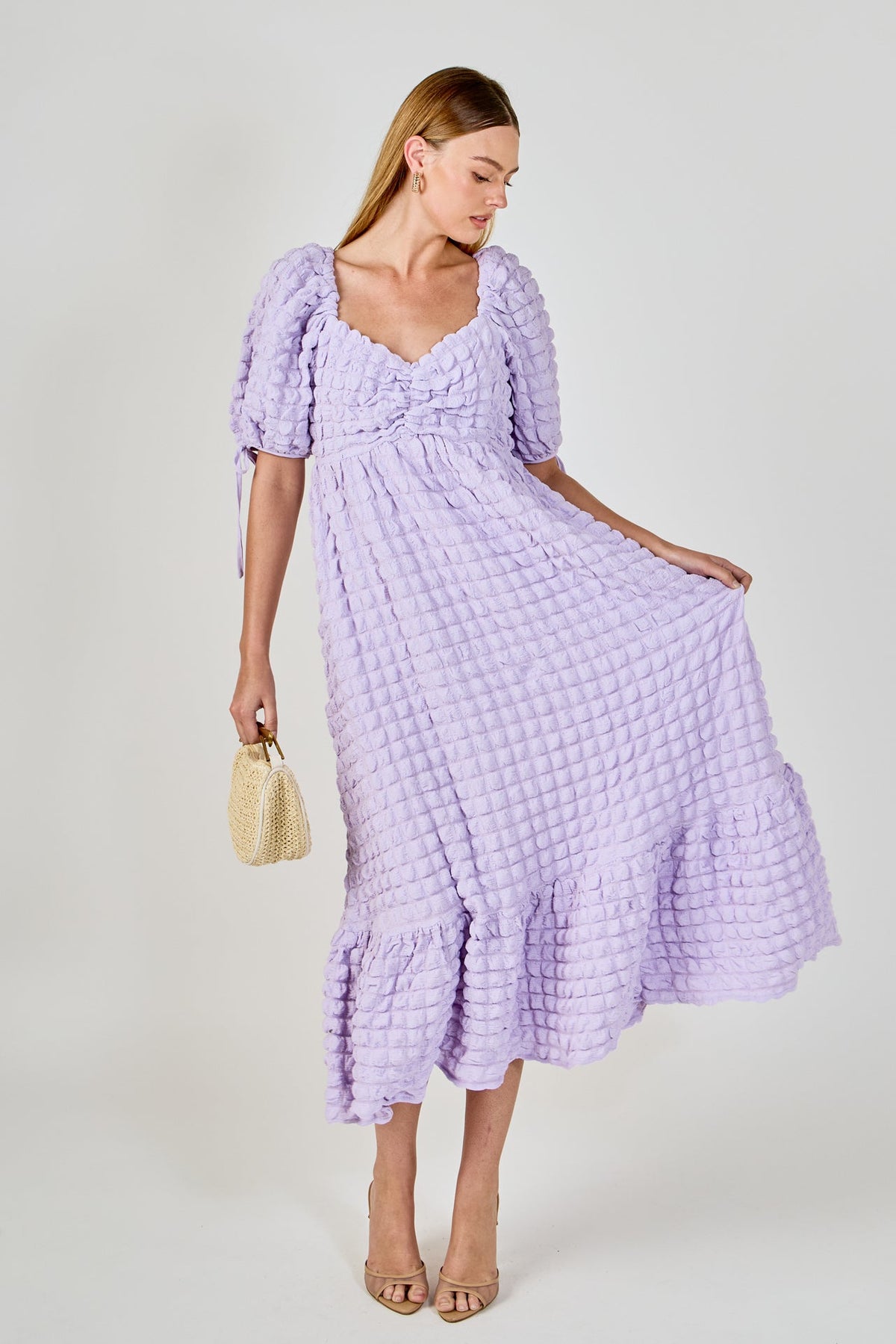 Endless Rose Hot Sale | Bubble Puff Sleeve Maxi Dress