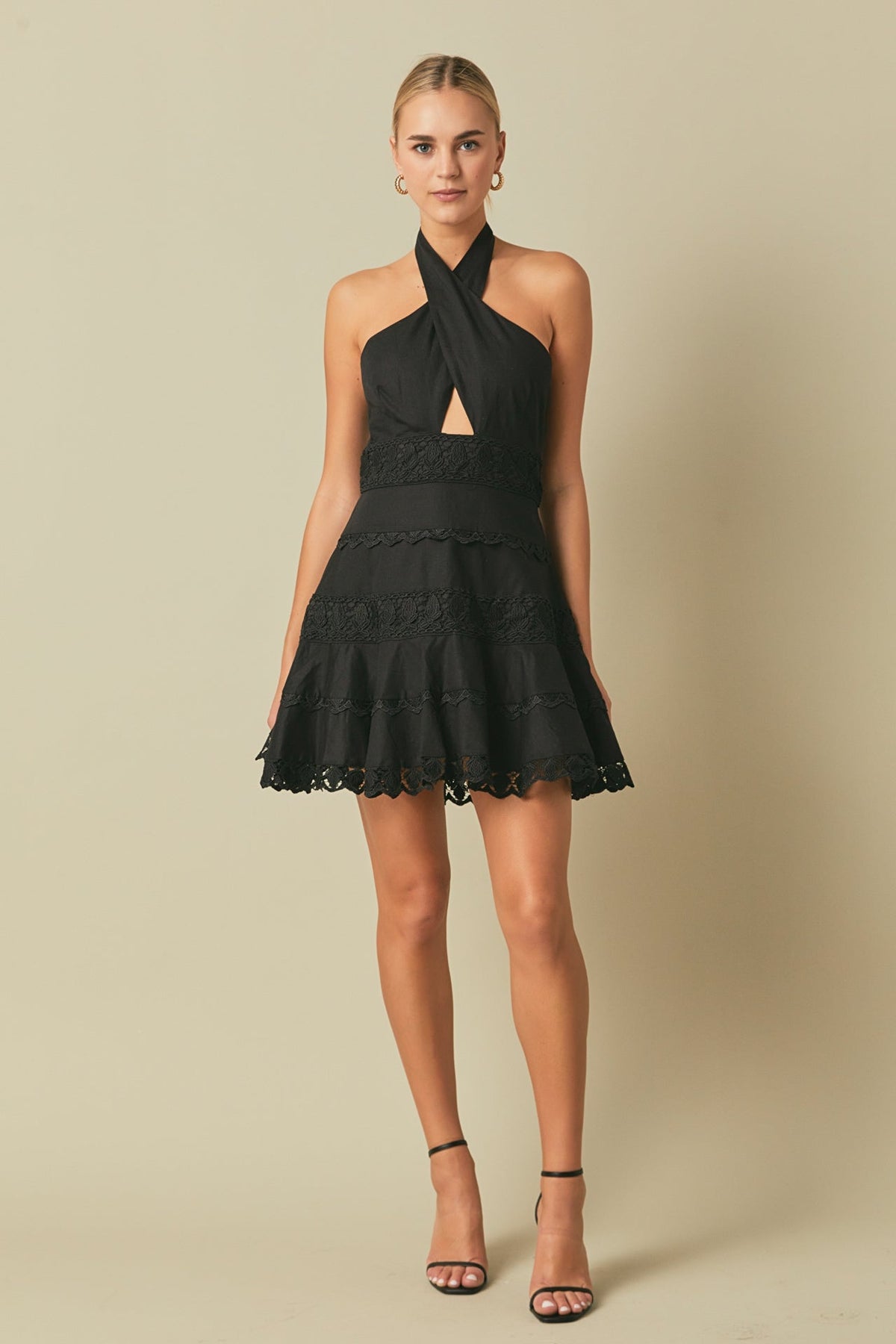 Endless Rose Trending | Halter Neck Lace Trim Dress