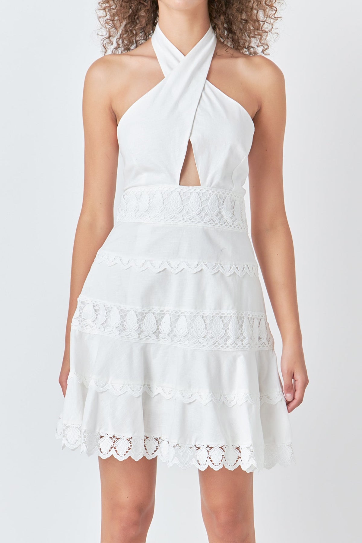 Endless Rose Trending | Halter Neck Lace Trim Dress