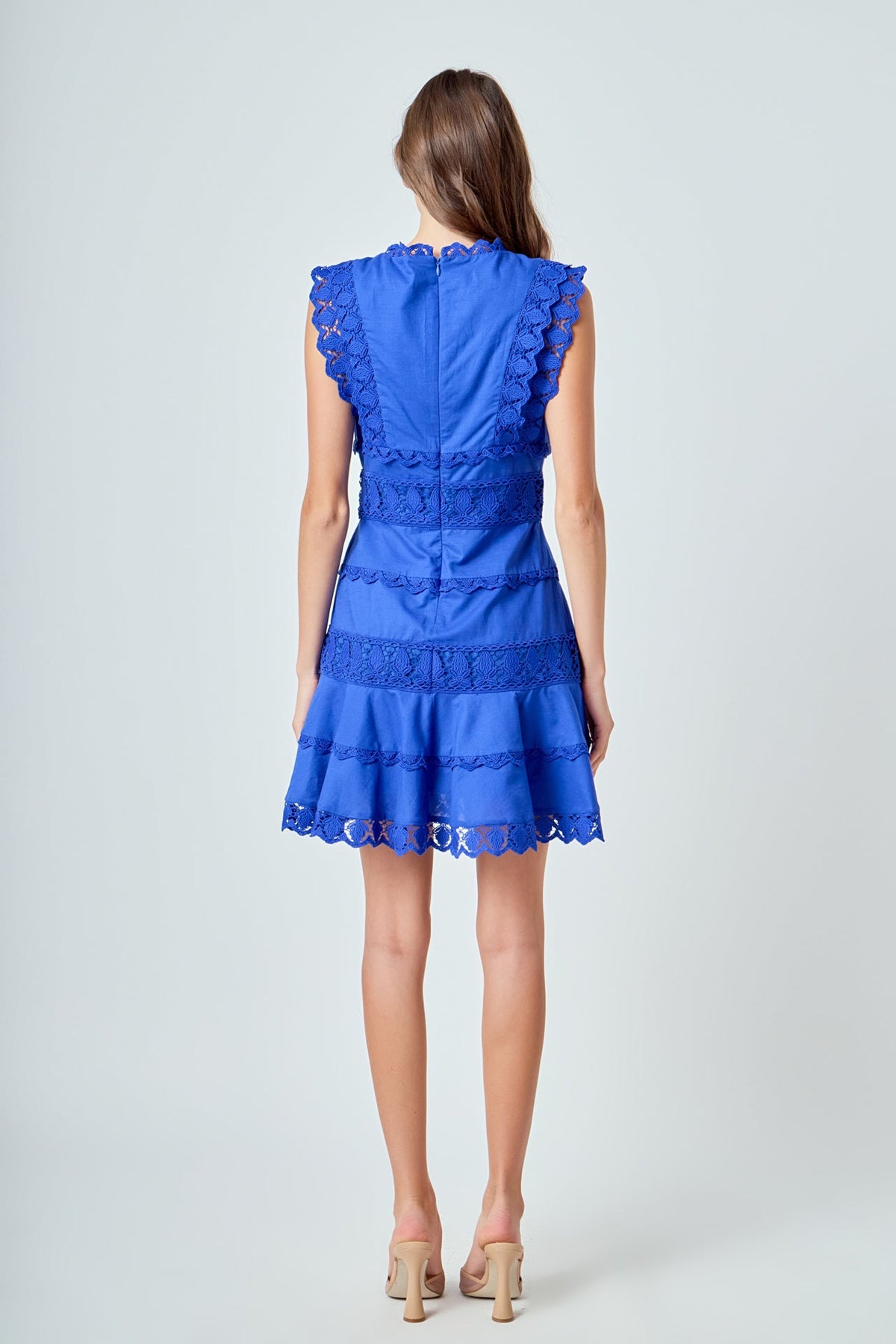 Endless Rose New | Plunging Neck Lace Trim Dress