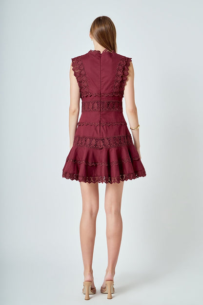 Endless Rose New | Plunging Neck Lace Trim Dress