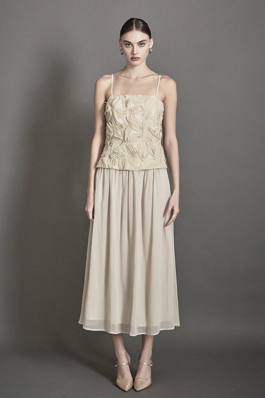Endless Rose Quality | Mixed Media Sheer Midi Dress