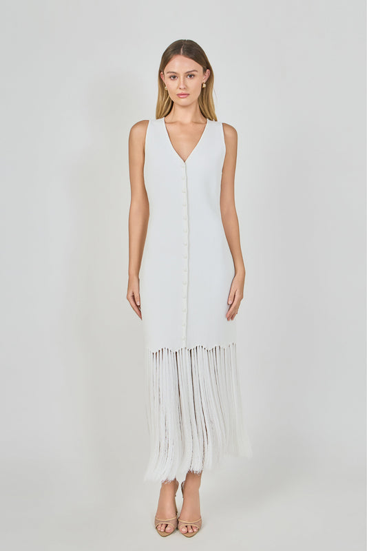 Endless Rose Best Price | Sleeveless Fringed Knit Midi Dress