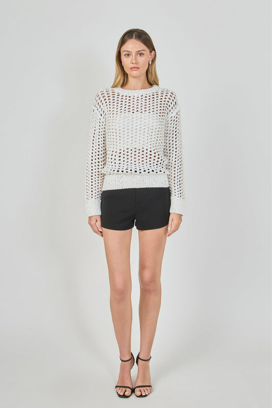Endless Rose Hot Sale | Sequined Mesh Knit Sweater