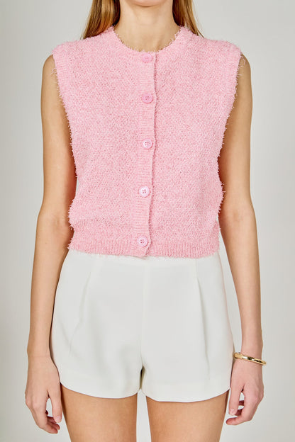 Endless Rose Everyday | Textured Sleeveless Buttoned Vest Top