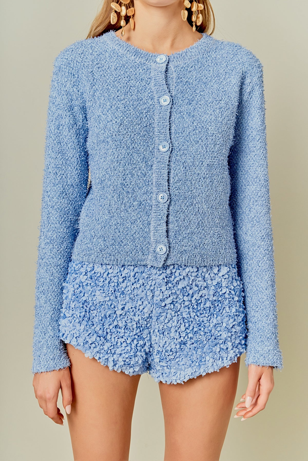 Endless Rose Top Pick | Textured Buttoned Sweater Cardigan