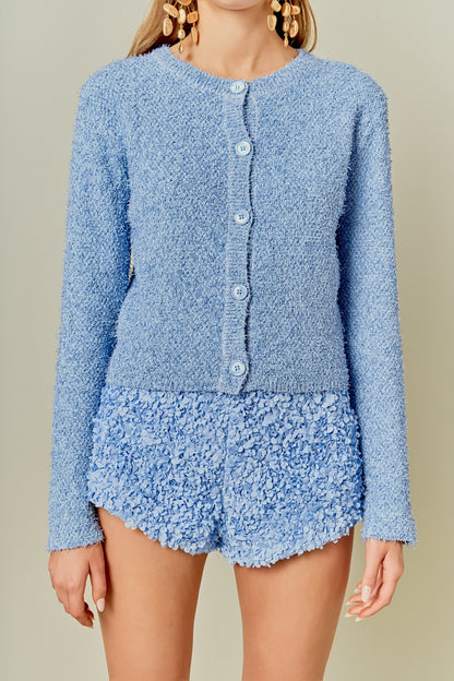 Endless Rose Top Pick | Textured Buttoned Sweater Cardigan