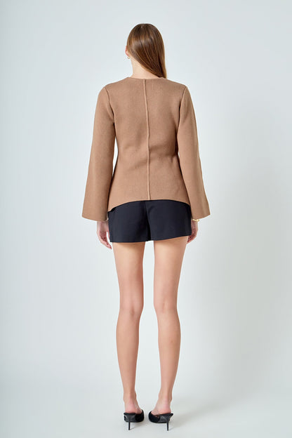 Endless Rose Exclusive | 2 Button Cinched Sweater Cardigan