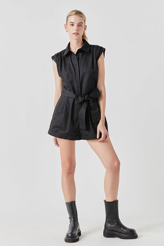 Endless Rose Special Offer | Shoulder Pleated Collared Romper