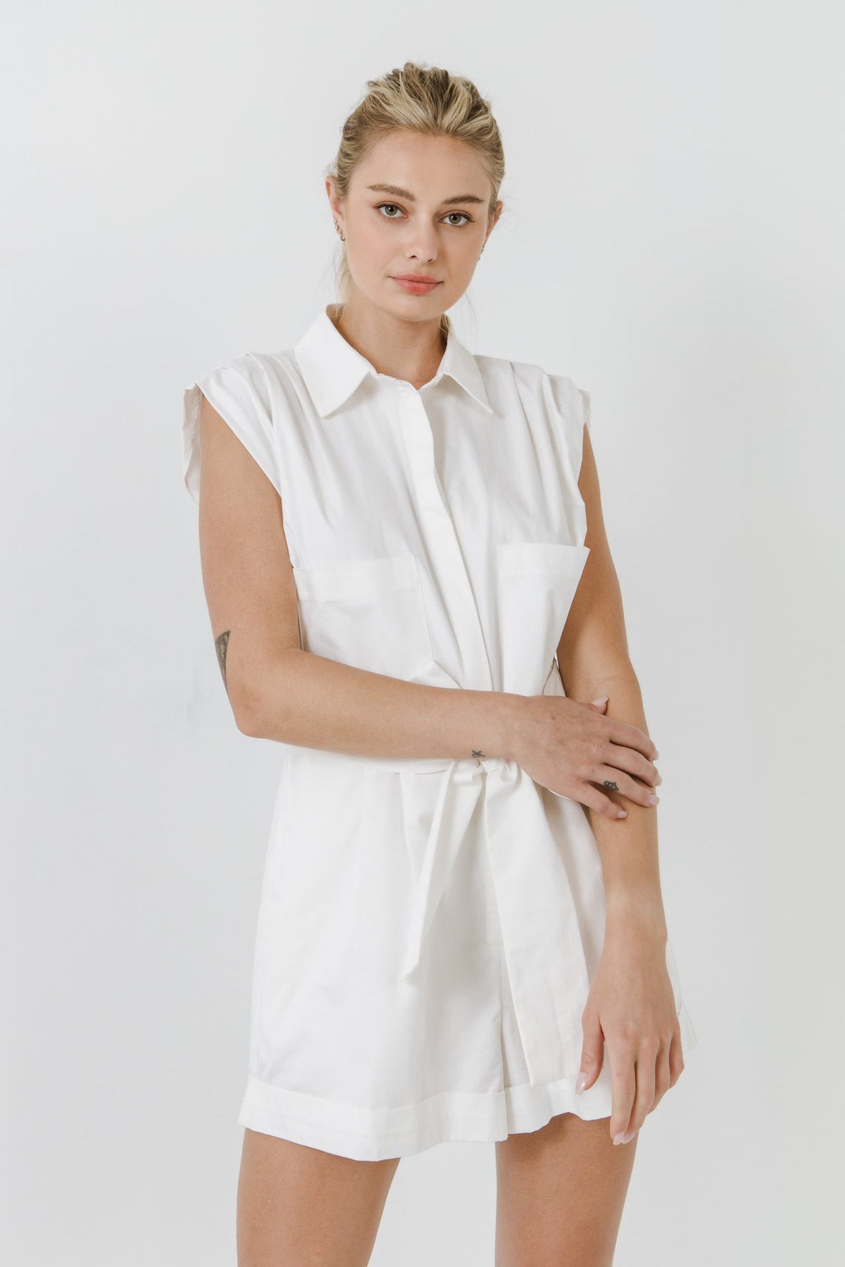 Endless Rose Special Offer | Shoulder Pleated Collared Romper
