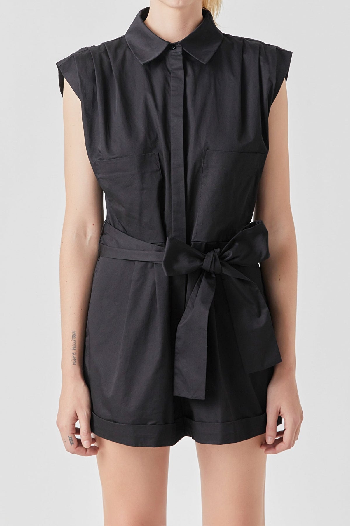 Endless Rose Special Offer | Shoulder Pleated Collared Romper