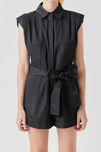 Endless Rose Special Offer | Shoulder Pleated Collared Romper