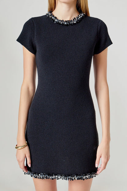 Endless Rose Everyday | Jewel Trim Knit Mini Dress