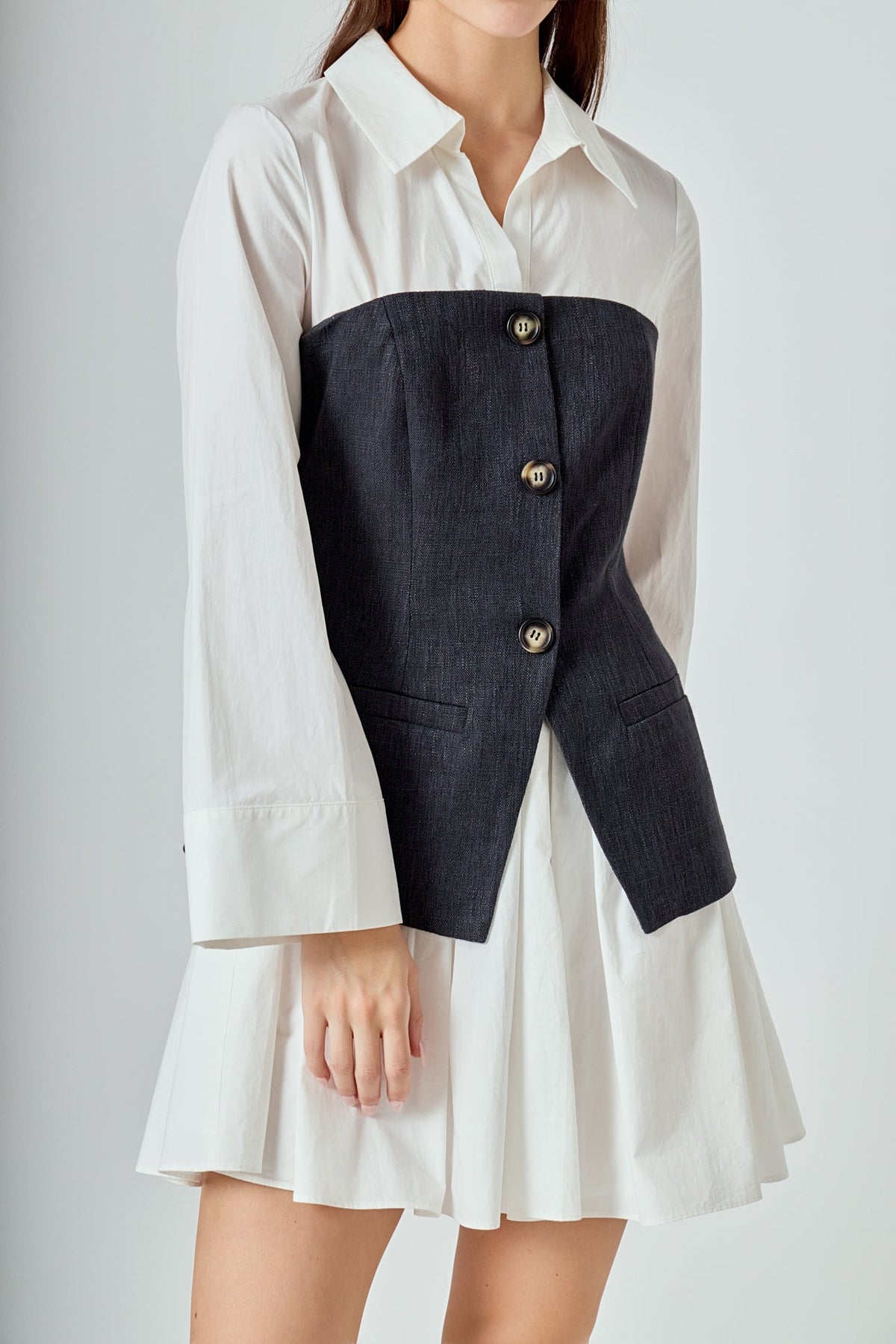 Endless Rose Value | Mixed Media Tweed Poplin Mini Dress