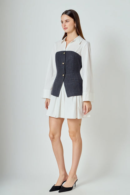 Endless Rose Value | Mixed Media Tweed Poplin Mini Dress