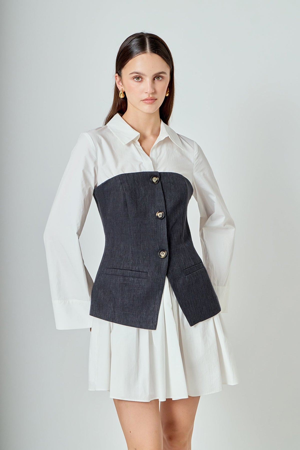 Endless Rose Value | Mixed Media Tweed Poplin Mini Dress