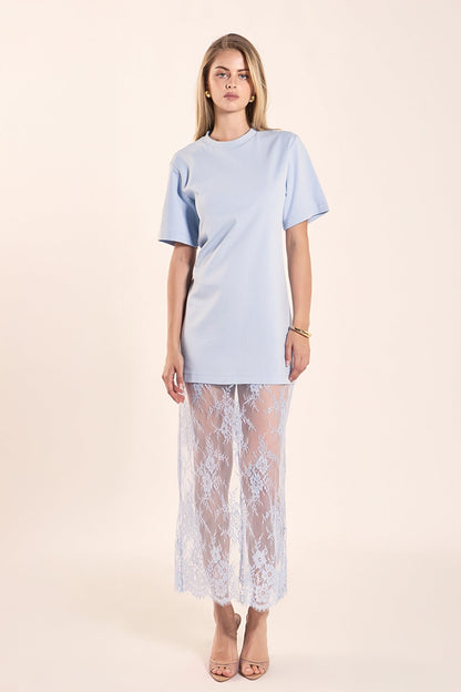 Endless Rose Signature | Mix Media T-Shirt Lace Maxi Dress
