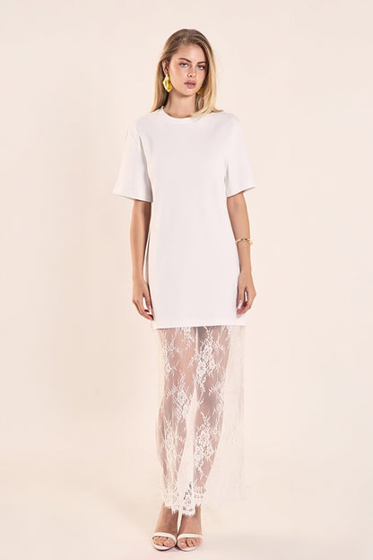 Endless Rose Signature | Mix Media T-Shirt Lace Maxi Dress