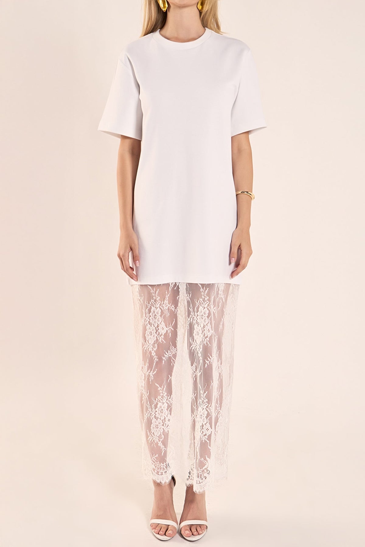 Endless Rose Signature | Mix Media T-Shirt Lace Maxi Dress
