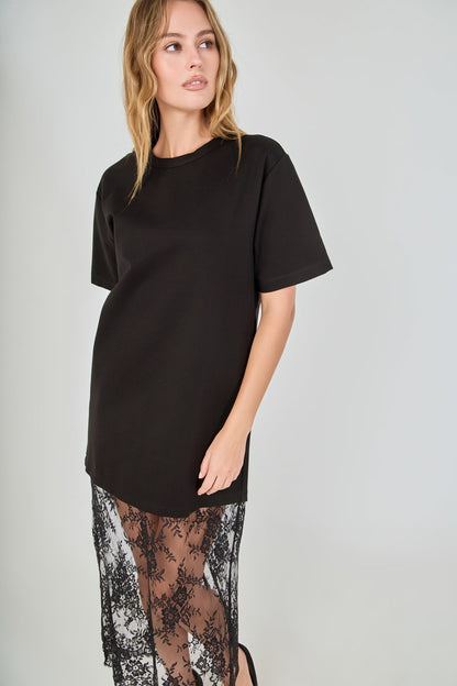 Endless Rose Signature | Mix Media T-Shirt Lace Maxi Dress