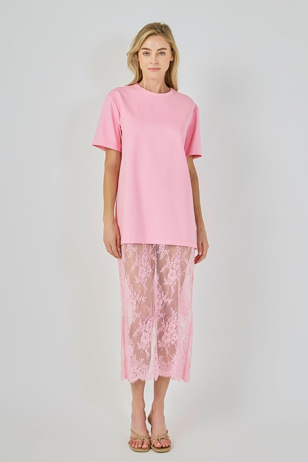 Endless Rose Signature | Mix Media T-Shirt Lace Maxi Dress