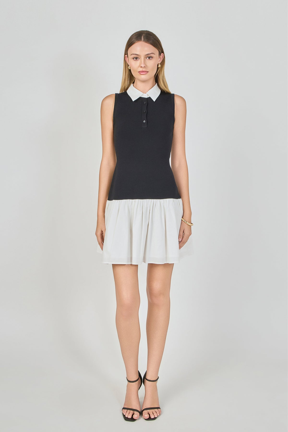 Endless Rose Trusted | Mixed Media Cotton Polo Mini Dress