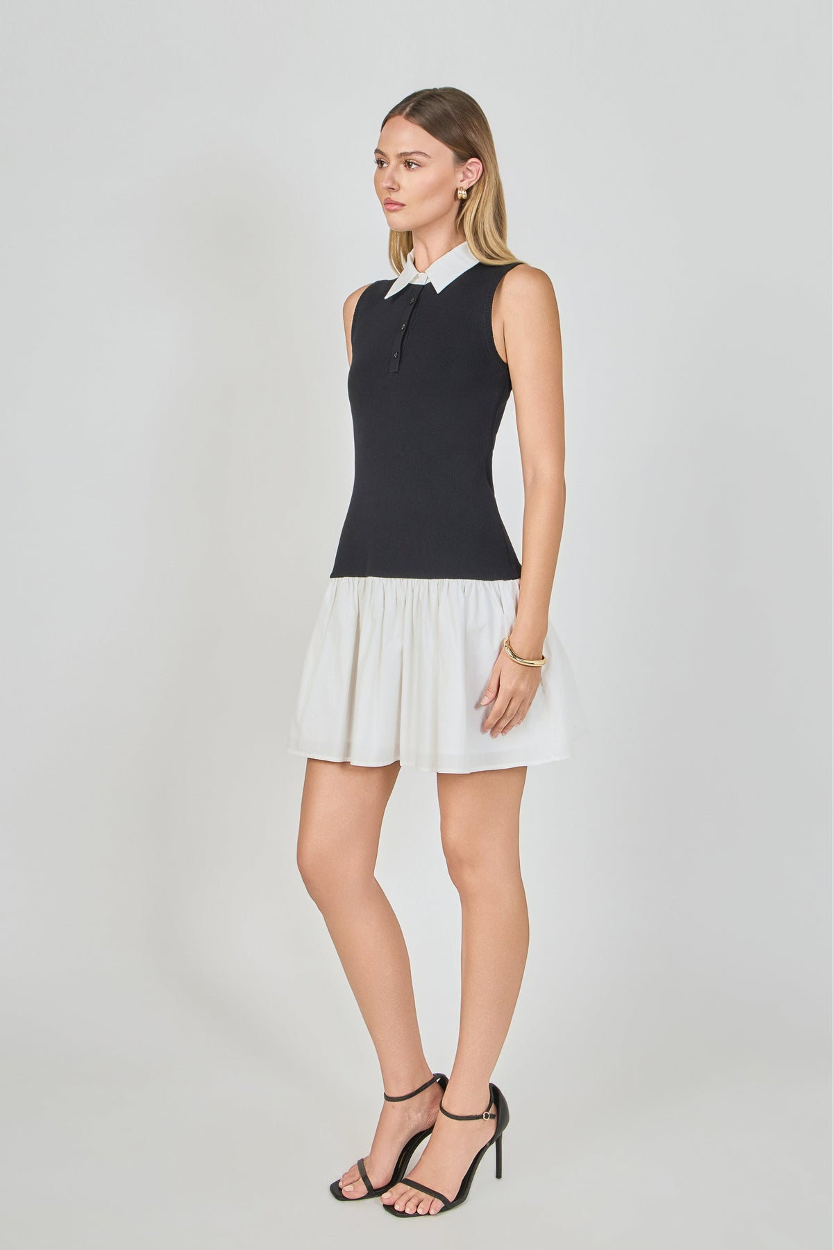 Endless Rose Trusted | Mixed Media Cotton Polo Mini Dress