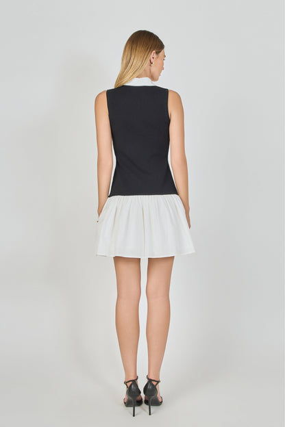 Endless Rose Trusted | Mixed Media Cotton Polo Mini Dress
