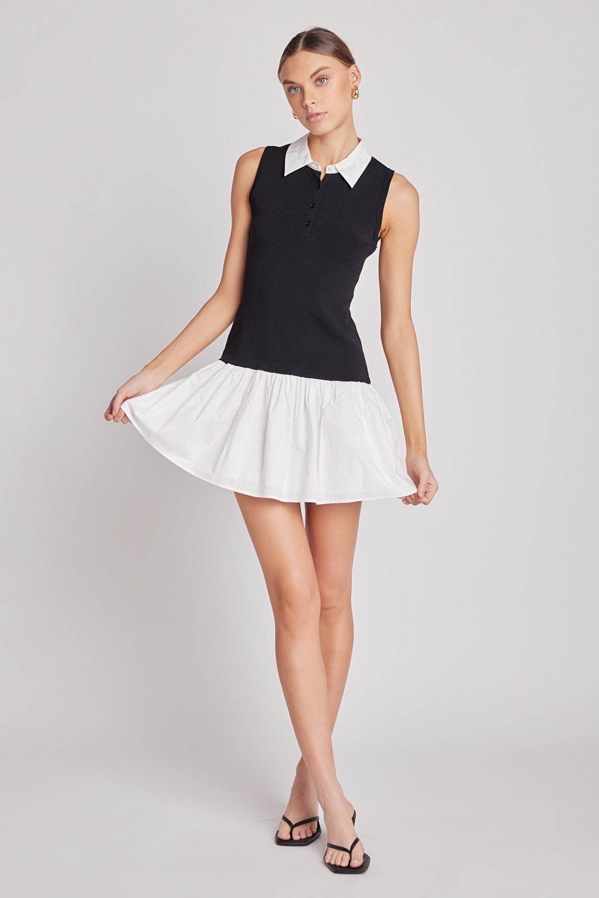 Endless Rose Trusted | Mixed Media Cotton Polo Mini Dress