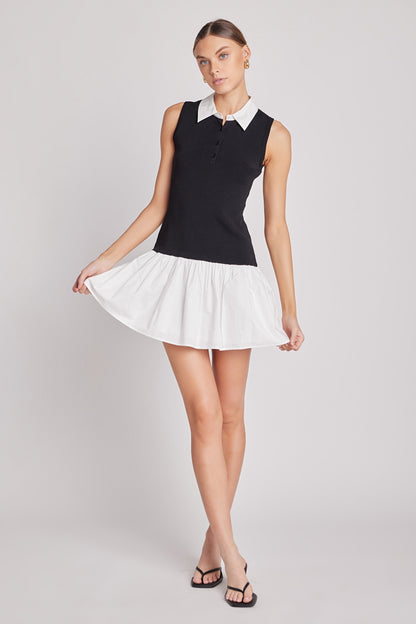 Endless Rose Trusted | Mixed Media Cotton Polo Mini Dress