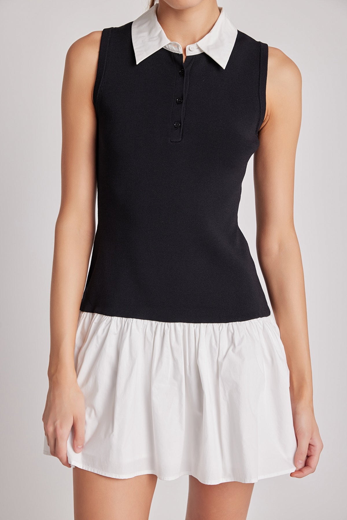 Endless Rose Trusted | Mixed Media Cotton Polo Mini Dress