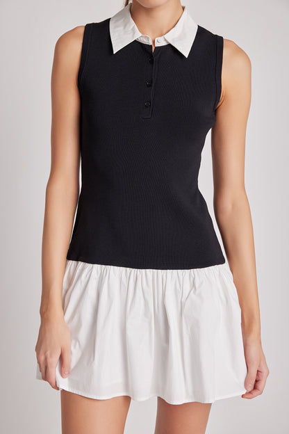 Endless Rose Trusted | Mixed Media Cotton Polo Mini Dress