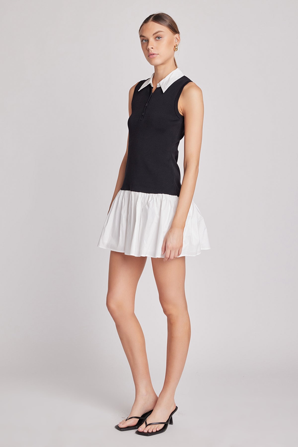Endless Rose Trusted | Mixed Media Cotton Polo Mini Dress