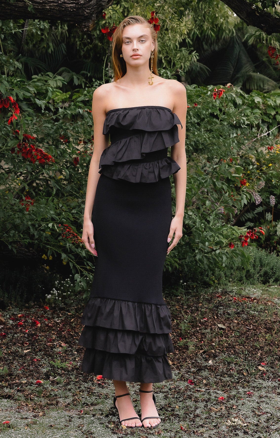 Endless Rose Best Price | Mixed Media Strapless Fitted Maxi Dress