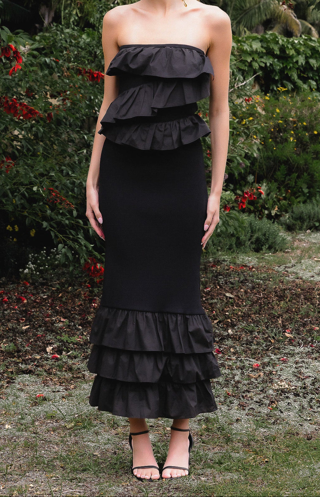 Endless Rose Best Price | Mixed Media Strapless Fitted Maxi Dress