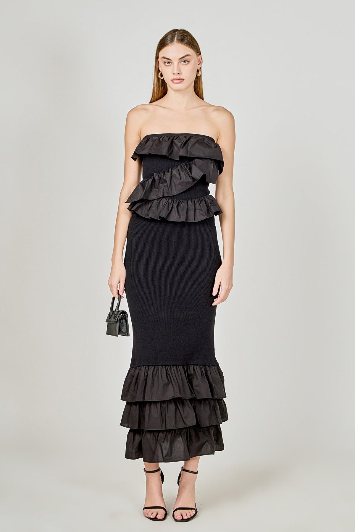 Endless Rose Best Price | Mixed Media Strapless Fitted Maxi Dress