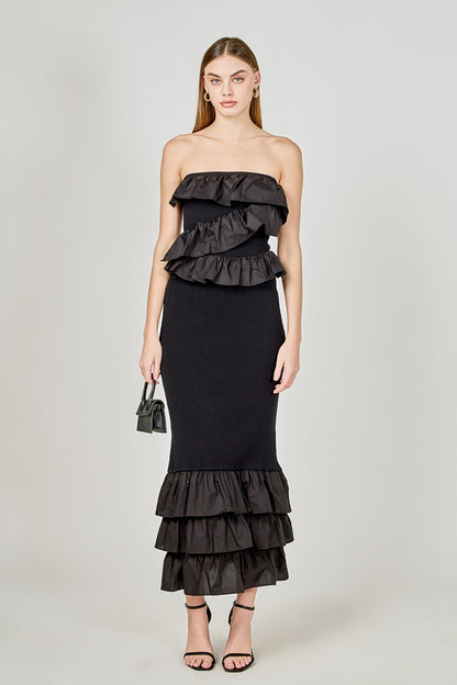 Endless Rose Best Price | Mixed Media Strapless Fitted Maxi Dress
