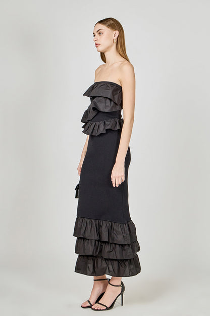 Endless Rose Best Price | Mixed Media Strapless Fitted Maxi Dress