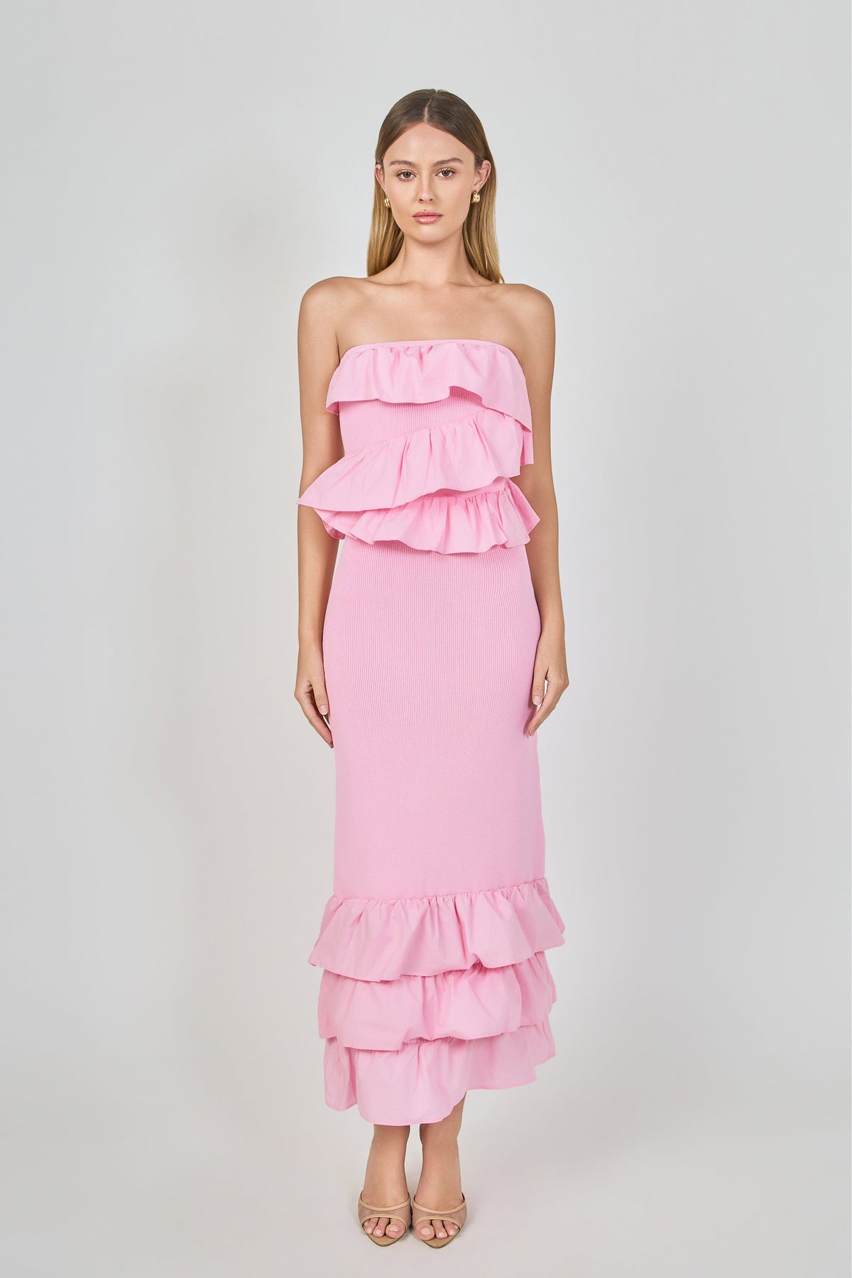 Endless Rose Best Price | Mixed Media Strapless Fitted Maxi Dress
