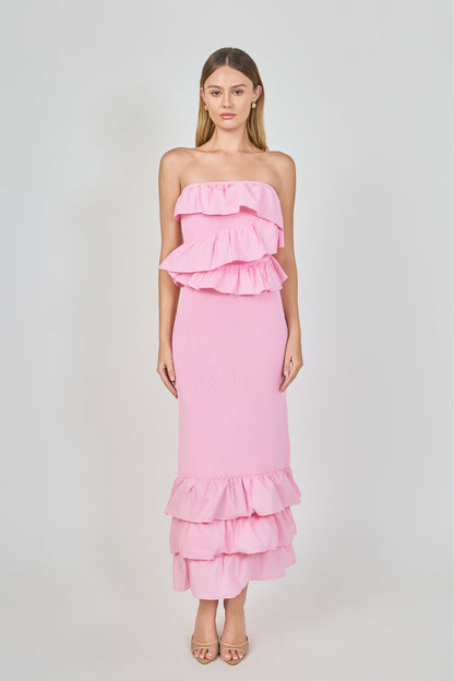 Endless Rose Best Price | Mixed Media Strapless Fitted Maxi Dress