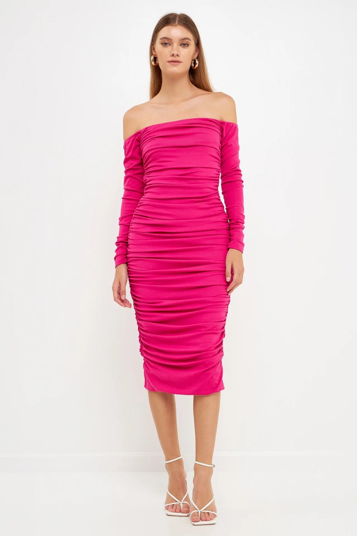 Endless Rose Deals | Off-The-Shoulder Ruched Midi Dress