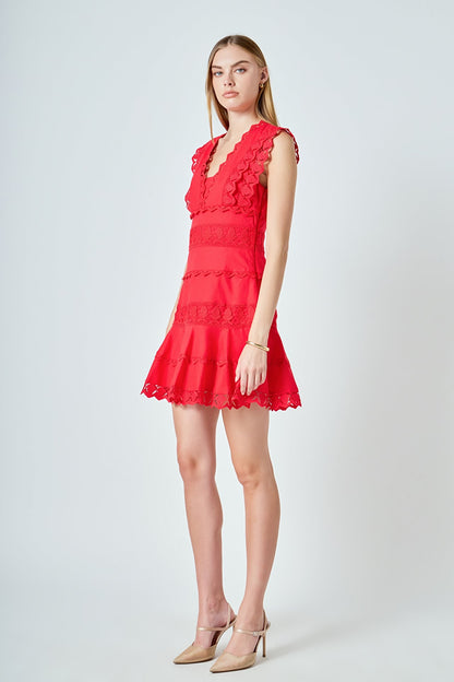 Endless Rose Special Offer | Plunging Neck Lace Trim Dress