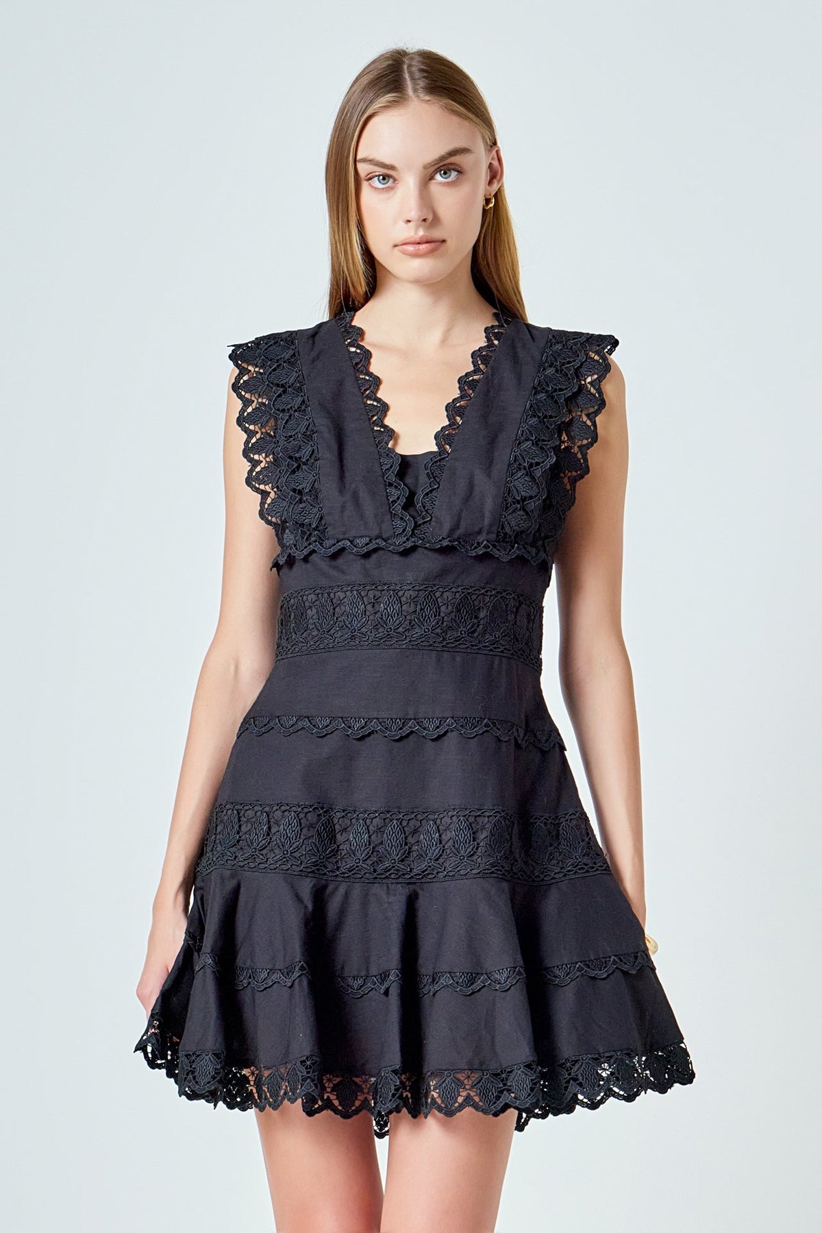 Endless Rose Special Offer | Plunging Neck Lace Trim Dress