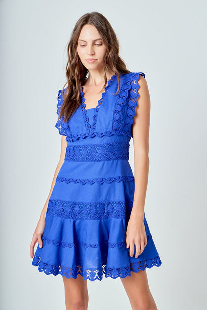 Endless Rose Special Offer | Plunging Neck Lace Trim Dress